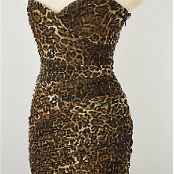 NWT BCBG MAXAZARIA Strapless Leopard Mini Dress 10 - Picture 3 of 7